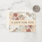 Elegante Waterverf gedroogde Boho Cadeaubon Notitiekaartje (Voorkant / Achterkant in situ)