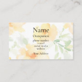 Elegante waterverf geel bloemenboho groen visitekaartje (Achterkant)