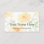 Elegante waterverf geel bloemenboho groen visitekaartje (Voorkant)