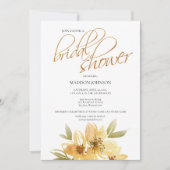 Elegante Waterverf Geel bruiloft Vrijgezellenfeest Kaart (Voorkant)