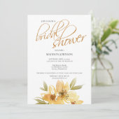 Elegante Waterverf Geel bruiloft Vrijgezellenfeest Kaart (Staand voorkant)