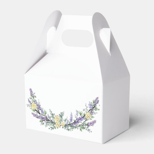 Elegante waterverf geel rozen lavendel groen bedankdoosjes (Achterkant)