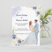 Elegante Waterverf geïllustreerde huwelijksuitnodi Kaart (Staand voorkant)