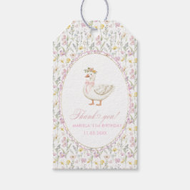 Elegante Waterverf Gekke gans 1e verjaardag Cadeaulabel