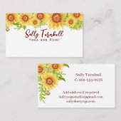 Elegante Waterverf gele zonnebloem Visitekaartje (Voorkant / Achterkant)