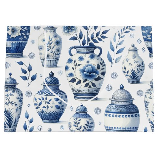 Elegante Waterverf gember potjes patroon Groot Cadeauzakje (Voorkant)