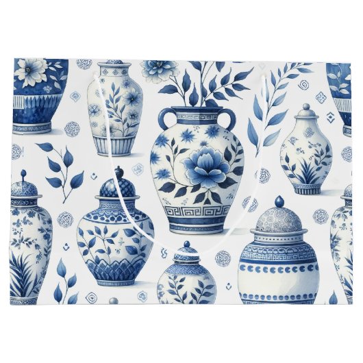 Elegante Waterverf gember potjes patroon Groot Cadeauzakje (Achterkant)