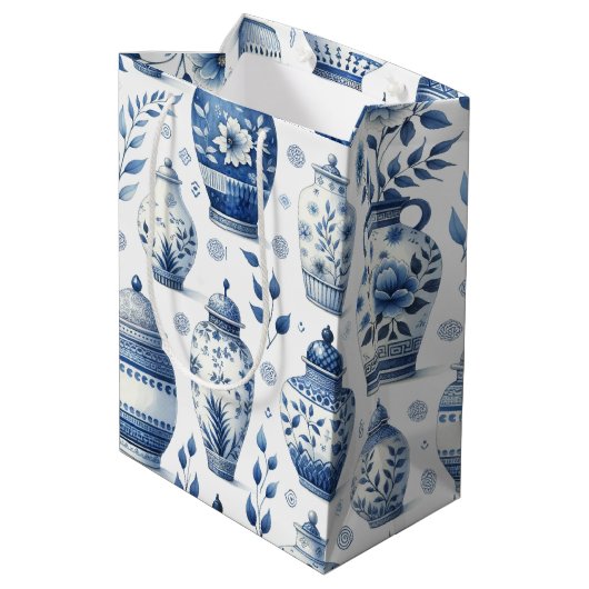 Elegante Waterverf gember potjes patroon Medium Cadeauzakje (Achterkant Gekanteld)