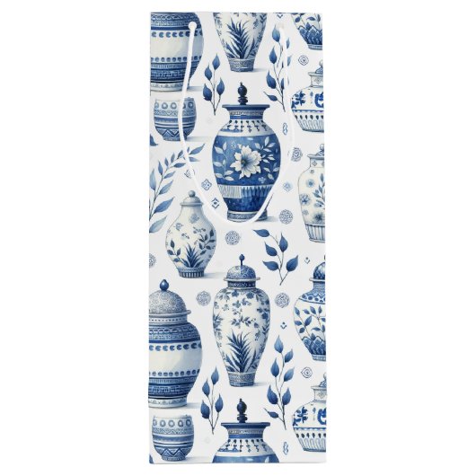 Elegante Waterverf gember potjes patroon Wijn Cadeautas (Achterkant)