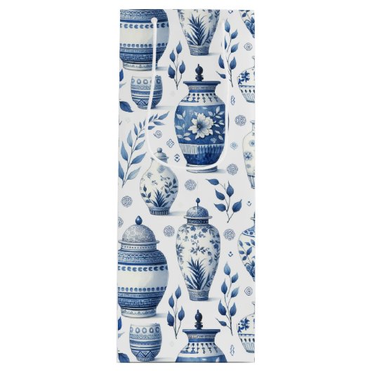 Elegante Waterverf gember potjes patroon Wijn Cadeautas (Voorkant)