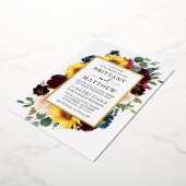 Elegante Waterverf Gemengde Bloemige Trouw Goud Folie Uitnodiging (Gedraaid)