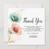 Elegante Waterverf Gender Reveal Dankjewel Card Bedankkaart (Voorkant)