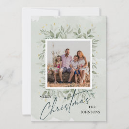 Elegante Waterverf Gepersonaliseerde Foto Kerst Feestdagenkaart