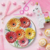 Elegante Waterverf Gerbera Papieren Bordje (Feest)