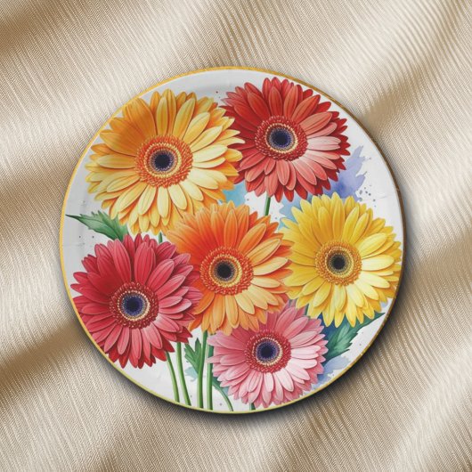 Elegante Waterverf Gerbera Papieren Bordje