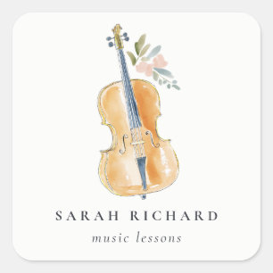 Elegante Waterverf Gitaar Muzikant Muziekleraar Vierkante Sticker