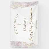 elegante waterverf glitter | Eerste mededeling Spandoek (Verticaal)