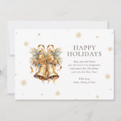 Elegante Waterverf Gold Bells Snowflake Foto Feestdagenkaart (Voorkant)