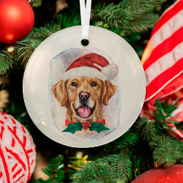 Elegante Waterverf Golden Retriever Kerstmis Glas Ornament
