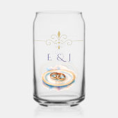 Elegante Waterverf Golden Roos Trouwringen Blikvorm Glas (Voorkant)