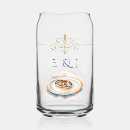 Elegante Waterverf Golden Roos Trouwringen Blikvorm Glas