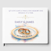 Elegante Waterverf Golden Roos Trouwringen Gastenboek (Voorkant)