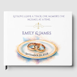 Elegante Waterverf Golden Roos Trouwringen Gastenboek