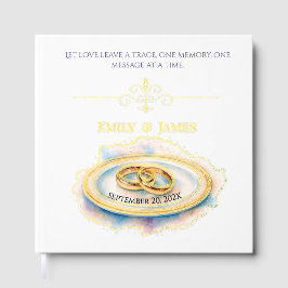 Elegante Waterverf Golden Roos Trouwringen Gastenboek