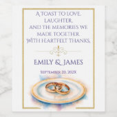 Elegante Waterverf Golden Roos Trouwringen Wijn Etiket (Enkel label)