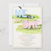 Elegante Waterverf Golf Wilde Bloemen Hij of Zij Kaart (Voorkant)