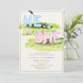 Elegante Waterverf Golf Wilde Bloemen Hij of Zij Kaart (Staand voorkant)