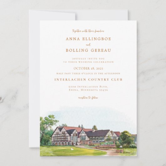 Elegante Waterverf golfclub Kaart (Voorkant)