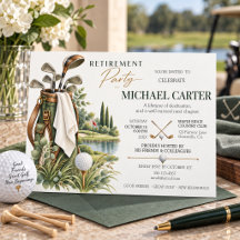 Elegante waterverf golfpensioenfeest
