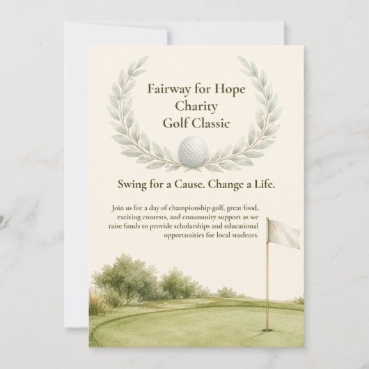 Elegante waterverf golftoernooi uitnodiging (Voorkant)