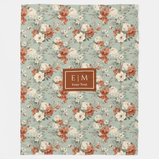 Elegante waterverf gooien in koper en salie fleece deken (Voorkant)