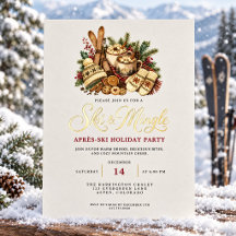 Elegante Waterverf Goud Ski en Mingle Apres Ski