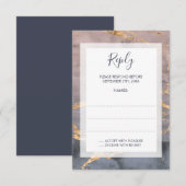 Elegante Waterverf & gouden bruiloft antwoord Kaar (Voorkant / Achterkant)