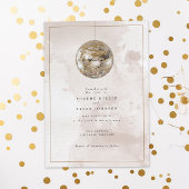 Elegante Waterverf Gouden Disco Ball Bruiloft Kaart