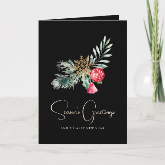 Elegante Waterverf gouden minimalistische vrolijke Feestdagen Kaart (Voorkant)