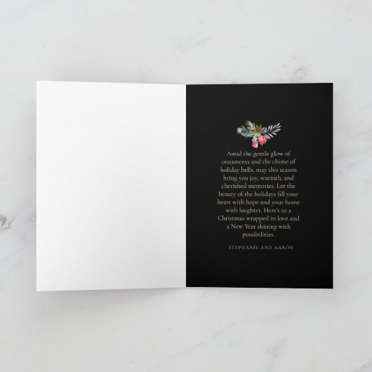 Elegante Waterverf gouden minimalistische vrolijke Feestdagen Kaart (Binnen)