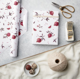 Elegante Waterverf Granaatappel Botanische Inpakpa Cadeaupapier