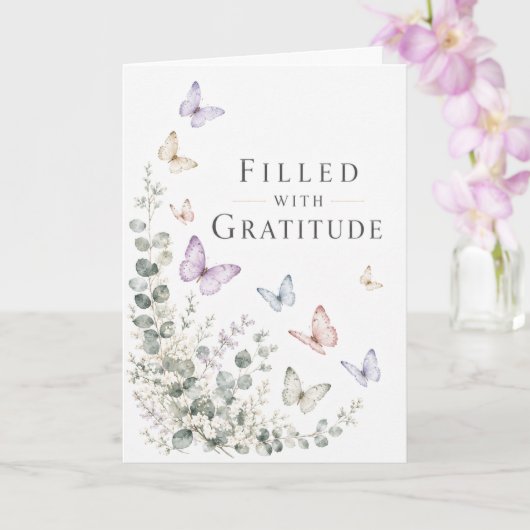 Elegante Waterverf Gratitude Vlinder Kaart (Orchidee)