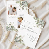 Elegante Waterverf Green Fotobruiloft Kaart