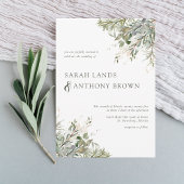 Elegante Waterverf Green Fotobruiloft Kaart