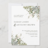 Elegante Waterverf Green Fotobruiloft Kaart (Voorkant)