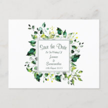 Elegante Waterverf Green Leaf | Save the date