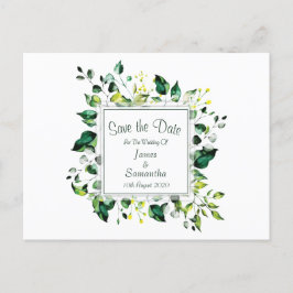 Elegante Waterverf Green Leaf | Save the date Aankondigingskaart