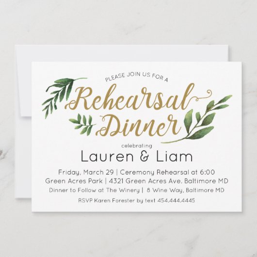 Elegante Waterverf Green Repetitie Kaart (Voorkant)