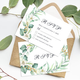 Elegante Waterverf Greenary Eucalyptus RSVP-kaart RSVP Kaartje