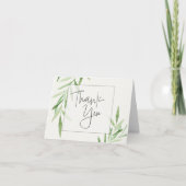 Elegante Waterverf Greenery Bridal Dank u Bedankkaart (Voorkant)